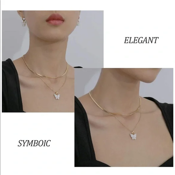 Necklace and earring set, butterfly - Picture 6 of 14